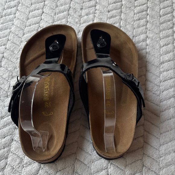 Birkenstock Gizeh Thong Black Glossy Sandals Size 39 - Picture 2 of 11